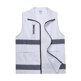 SKV032 Bulk custom-made zipper reflective vest jacket design zipper pocket work clothes Volunteer activities reflective vest jacket supplier SKV032 Bulk custom-made zipper reflective vest jacket design zipper pocket work clothes Volunteer activities reflective vest jacket supplier
